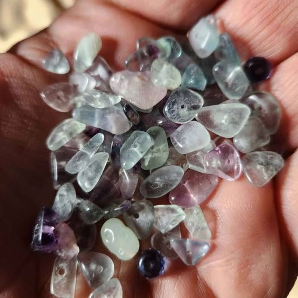 Natural Fluorite Crystal Chip Beads 7 oz